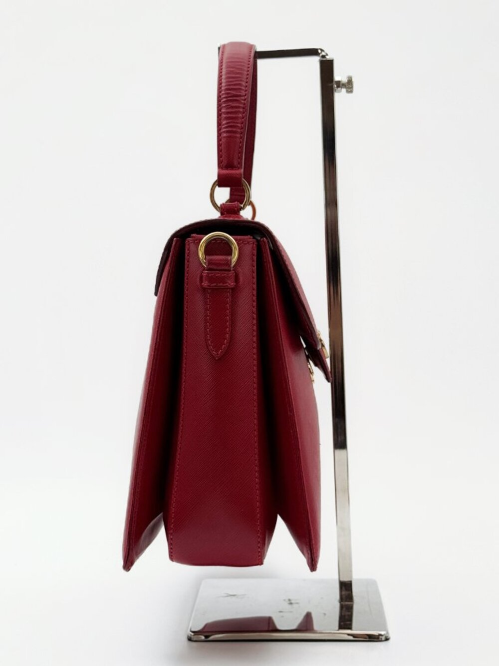 Salvatore Ferragamo Red Leather Gancini Top Handle Crossbody Bag - Picture 3 of 14